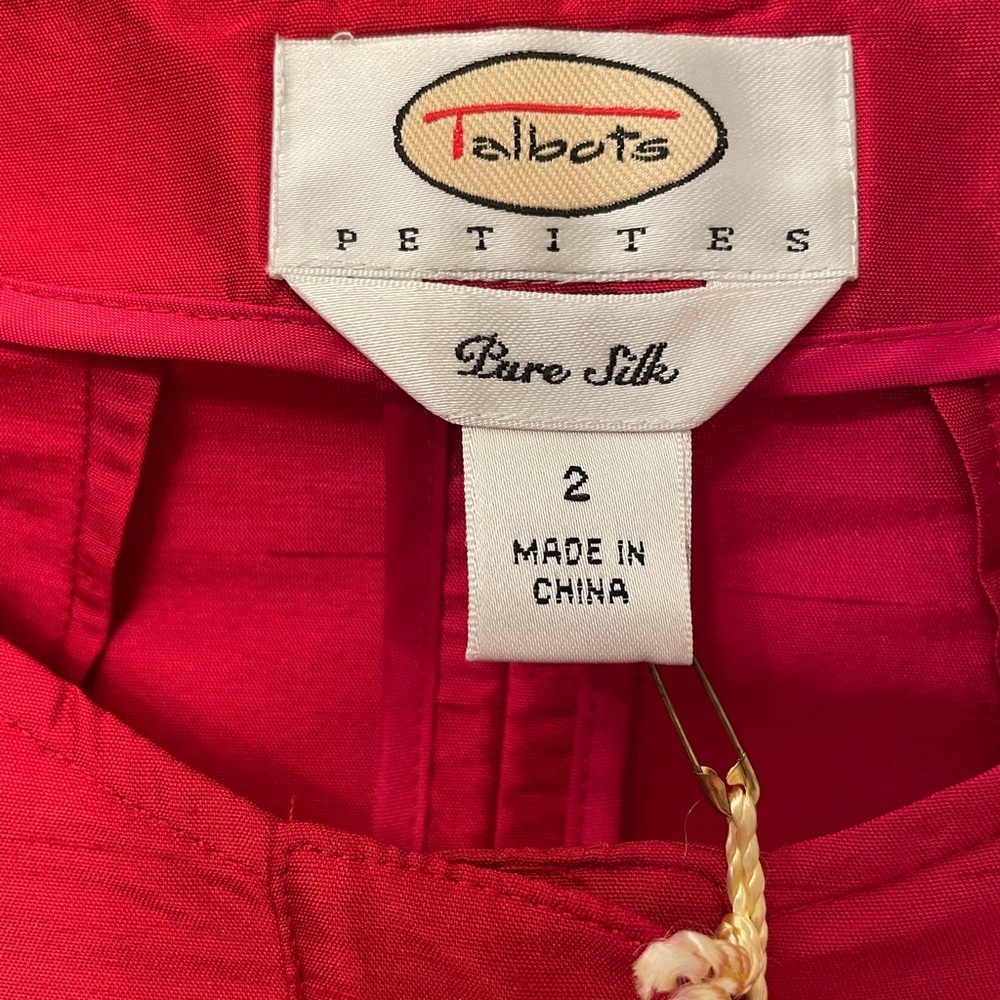 NWT Talbots Ruby Red Silk Jacket Elegant Cropped Cocktail Size 2 - Picture 6 of 9